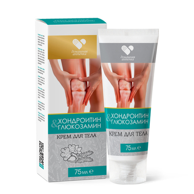 Домашняя аптечка С хондроитином и глюкозамином д/тела крем, 75 мл, Две линии