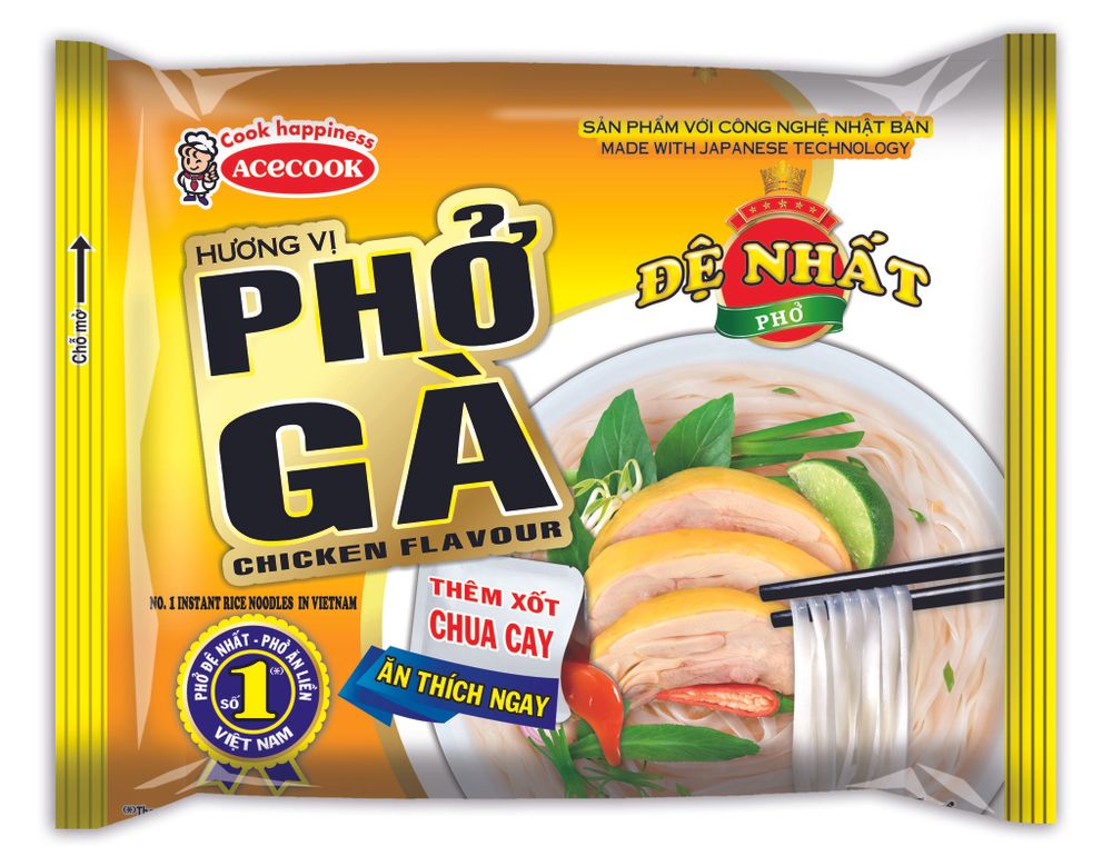 Вьетнамская рисовая лапша Фо Га, De Nhat, вкус курицы, 65 гр.