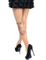 Оригинальные колготки с принтом, имитирующим тату (Размер: S-M-L) (Цвет: бежевый)