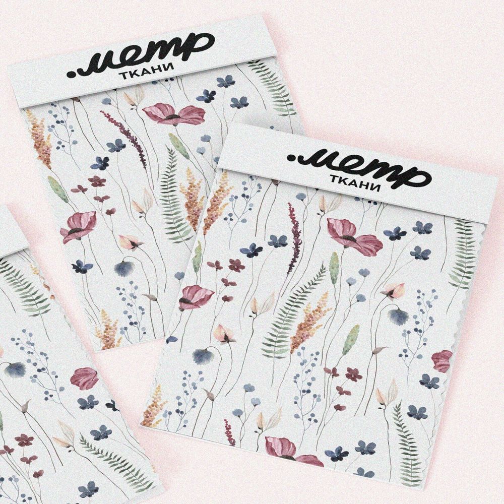 Ткань атлас полевые цветы утончённые