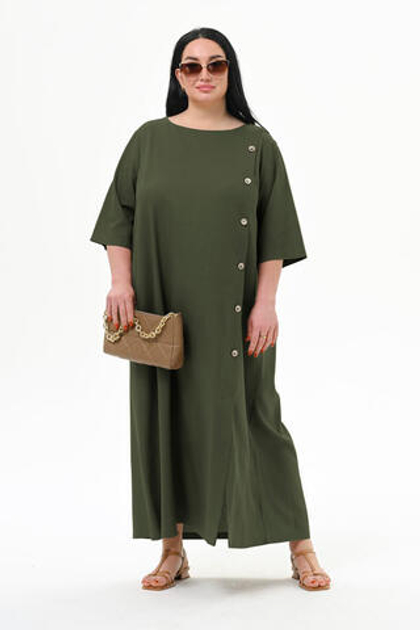 Платье с декоративной планкой, хаки