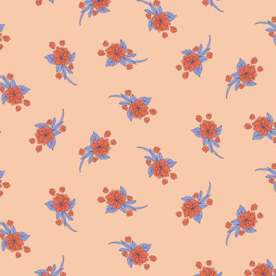 Тату Нежные Цветы на телесном персиковом фоне