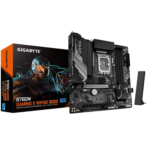Материнская плата GIGABYTE B760M GAMING X WIFI6E GEN5 (LGA1700/B760/4xDDR5/2xPCI-Ex16/M.2/SB/BT/Wi-Fi/GLAN/HDMI/DP/mATX)