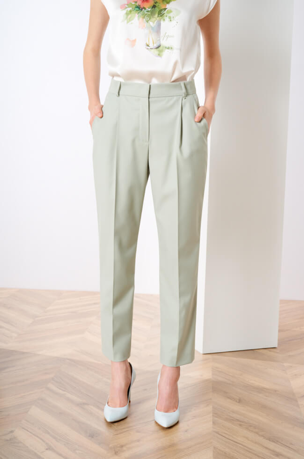 3818 Брюки женские (дымчато-мятный)