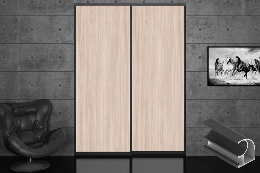 Дверь-купе 2850*600(700,800,900) мм, черный велюр, LAMARTY (19 цветов)