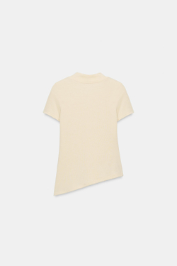 ZARA ФУТБОЛКА С V-ОБРАЗНЫМ ВЫРЕЗОМ И АСИММЕТРИЧНЫМ НИЗОМ, ЖЕЛТЫЙ