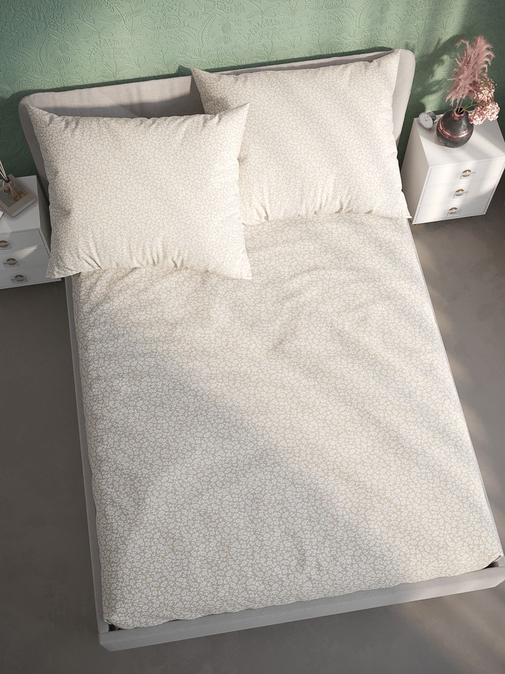 Постельное белье перкаль Сказка "Ромашка" 1,5-сп Наволочка 50х70 см 1 шт Простынь 150x215 см Пододеяльник 145x215 см