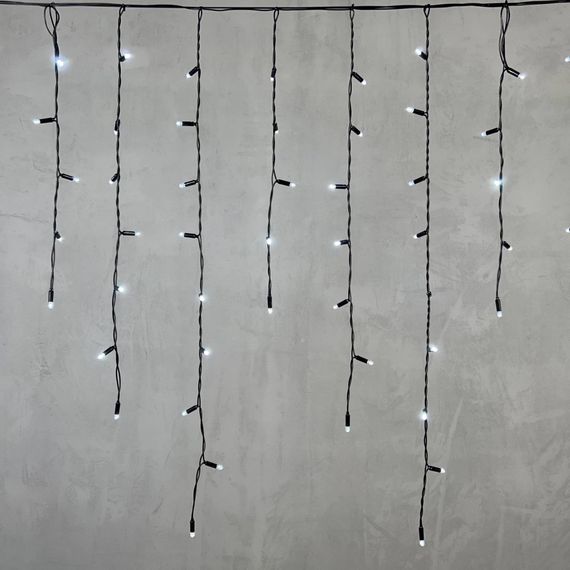 Светодиодная бахрома с колпачком 3,2*0,9 м., 180 холодных белых LED ламп, черный провод ПВХ, IP65, LTC (PIL180CAP-11-2W)
