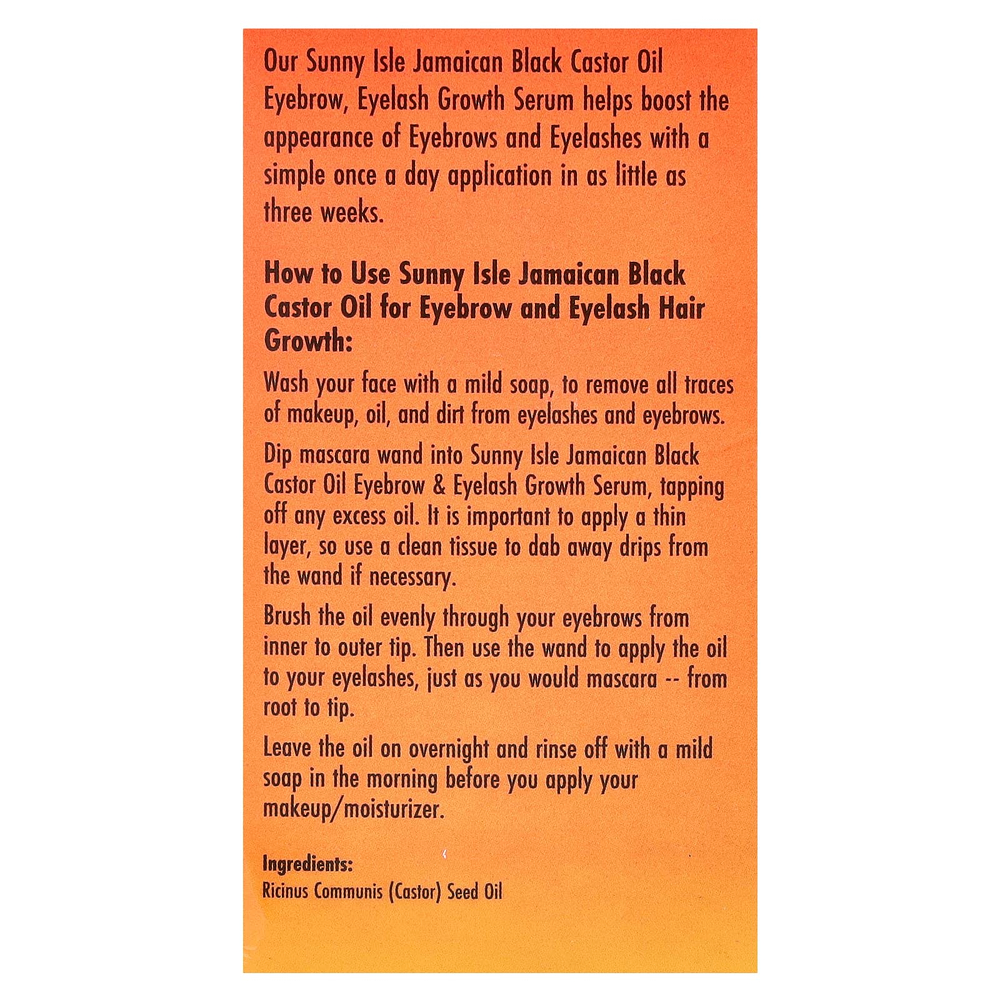 Sunny Isle, Ямайское черное касторовое масло, сыворотка для роста ресниц и бровей, 2 унции
