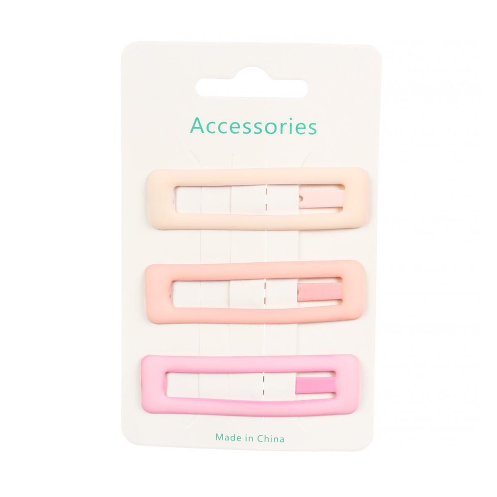 Зажимы для волос детские 3шт "Пудра", форма прямоугольник, цвет как на фото, 1*4см (JINRE TRAVEL)