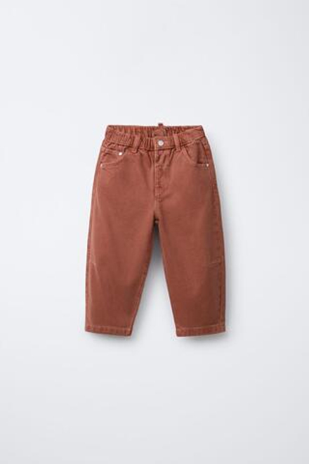 ZARA БРЮКИ BAGGY ИЗ ТВИЛА, ЧЕРЕПИЧНЫЙ