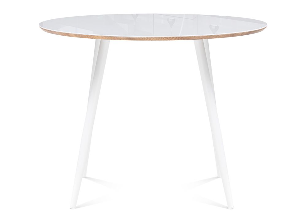 Стеклянный стол Абилин 100х76 ультра белое стекло / дуб вотан / белый матовый