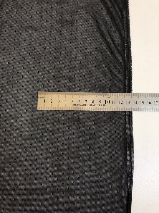 Сетка стрейч со стразами черный/черный