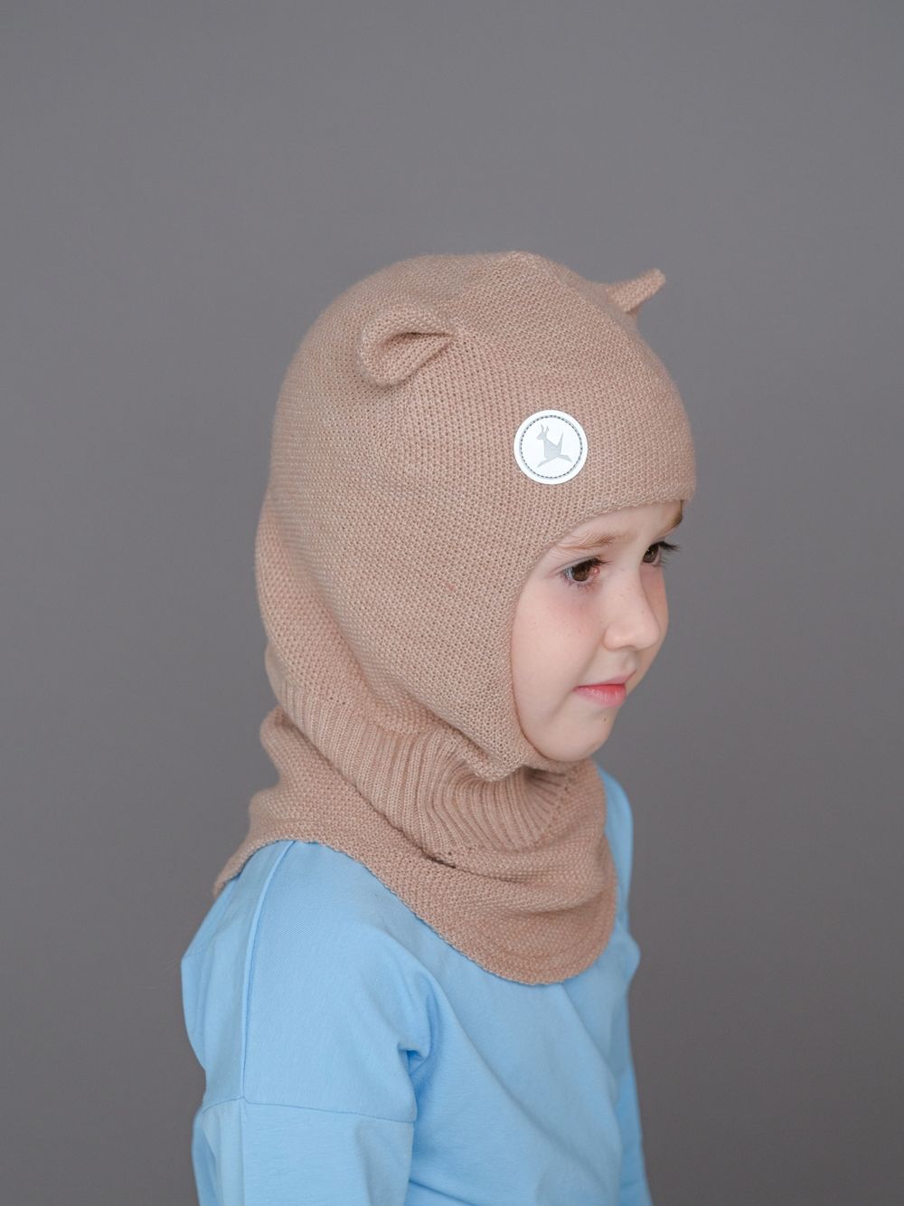 Шлем весенний/осенний вязаный (Бархатный беж) БЭМБИ