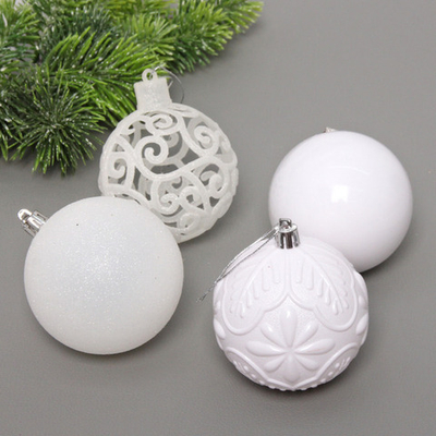 Новогодние шары 8 см (набор 24 шт) «Фактурный микс», белый