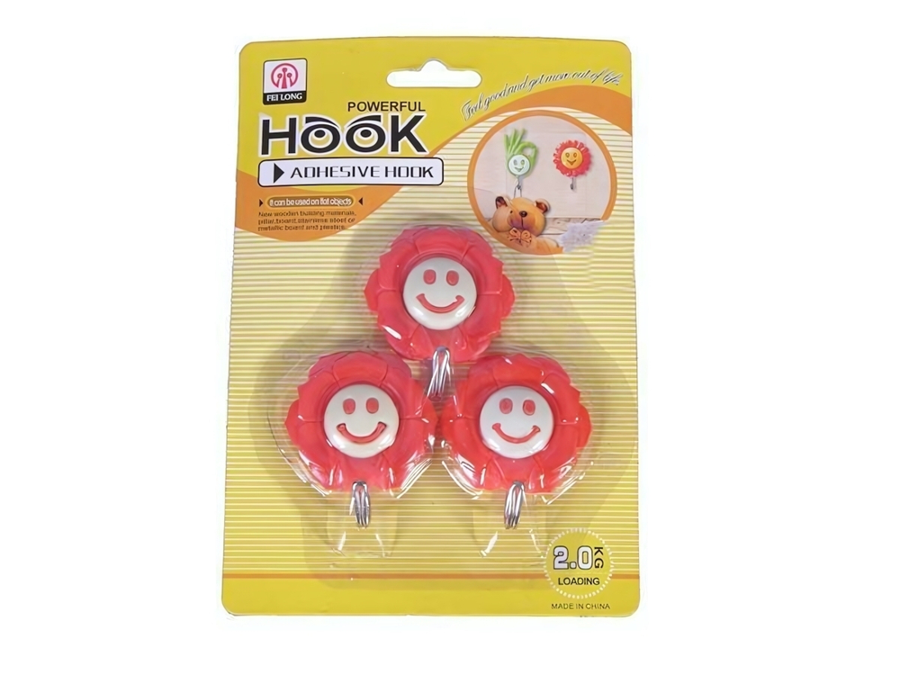 Крючок самоклеящийся 3шт "Улыбка"