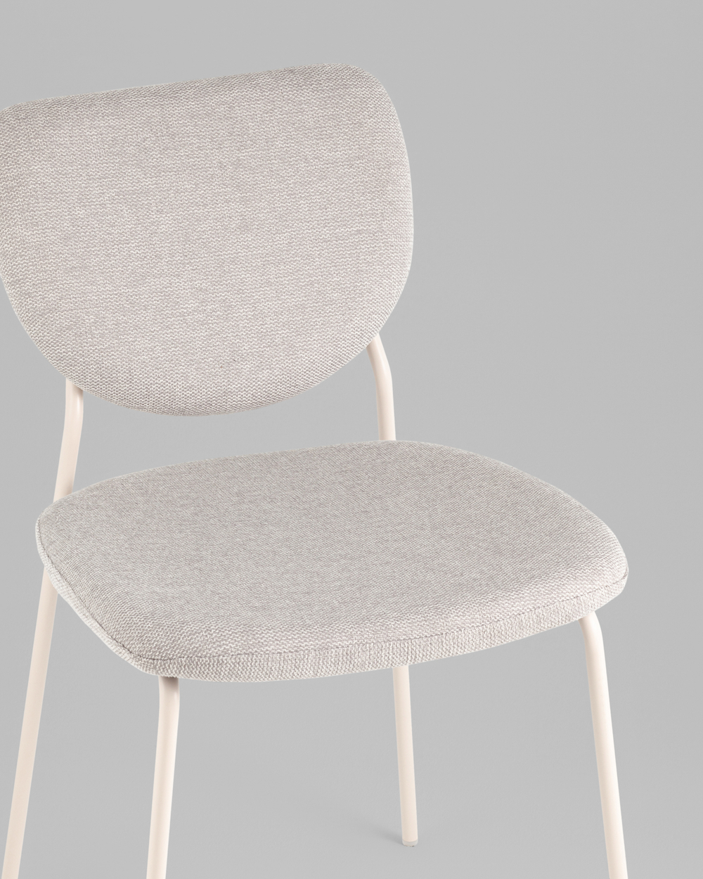 Стул обеденный Gigi шенилл серый белые ножки