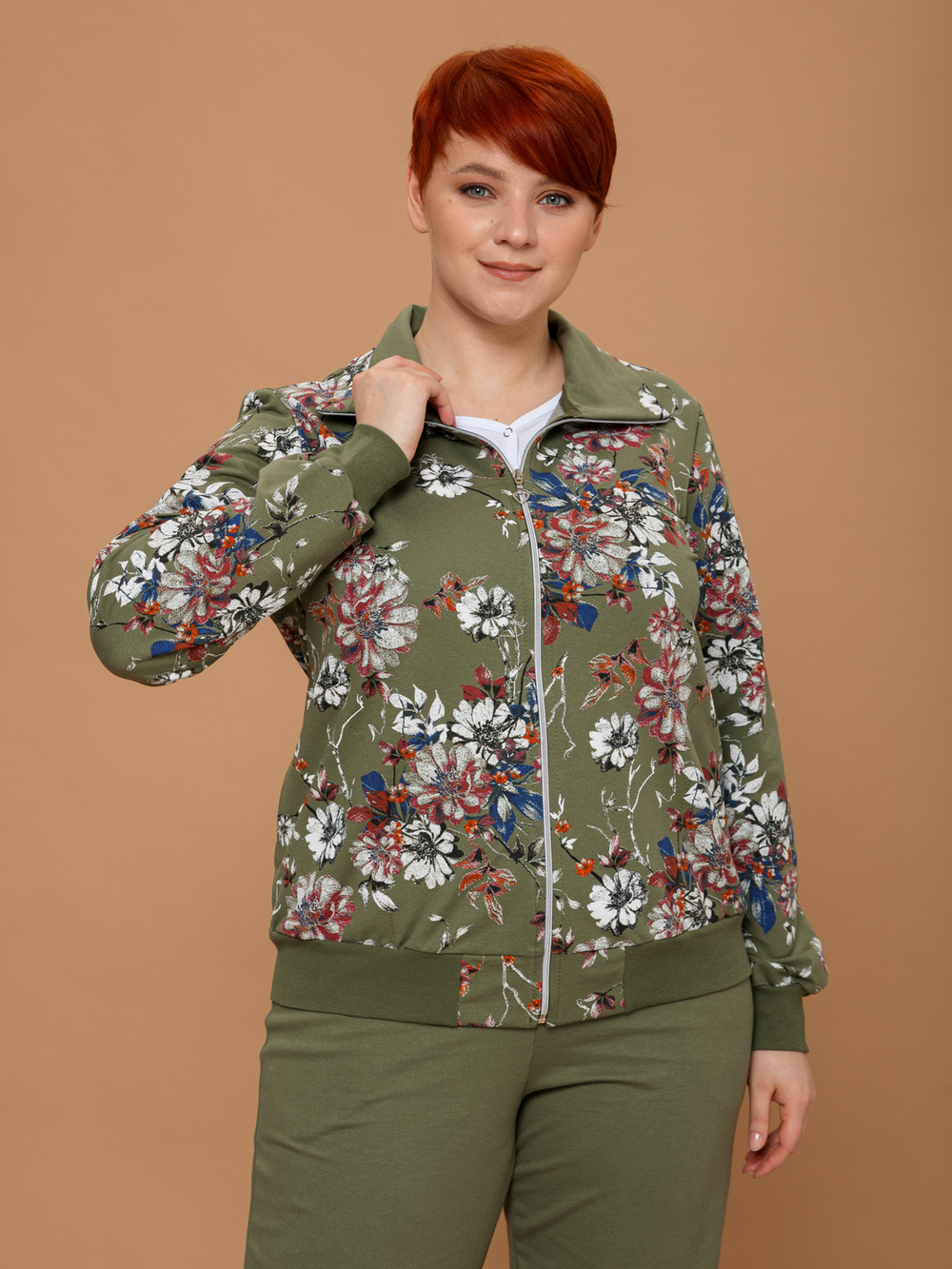 Толстовка К-184/цветы-фисташка