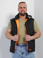 Жилет утепленный мужской непромокаемый с капюшоном, убирающимся в воротник и яркой подкладкой