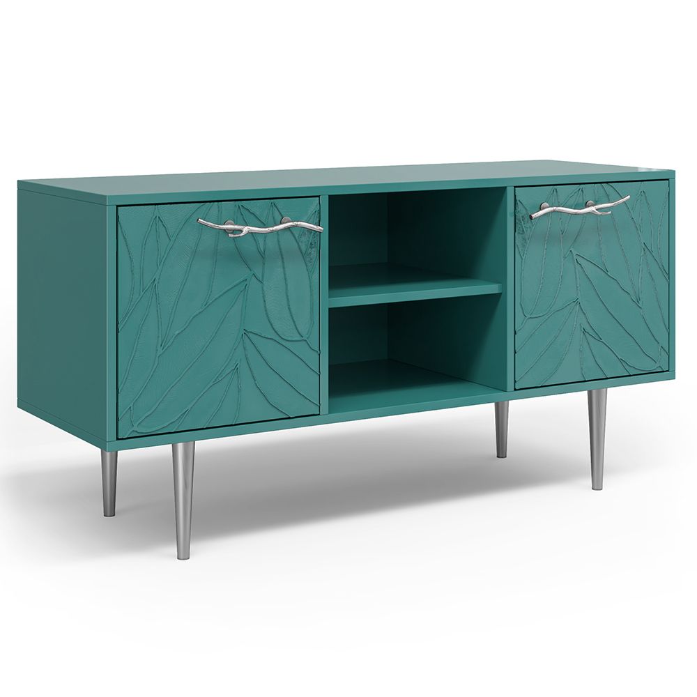 Тумба под ТВ Арт Колор leaves 117см Стайл Сильвер Пастельно-синий