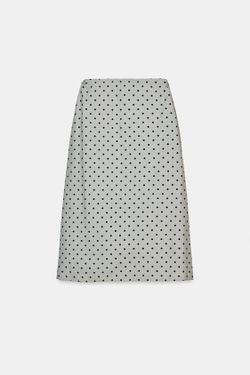 ZARA ЮБКА МИДИ В ГОРОШЕК, МЯГКИЙ СЕРЫЙ