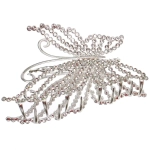 Заколка - краб для волос со стразами на блистере «ДЕ Палма», бабочка, цвет золото и серебро, 10*6.5см (пакет с подвесом)