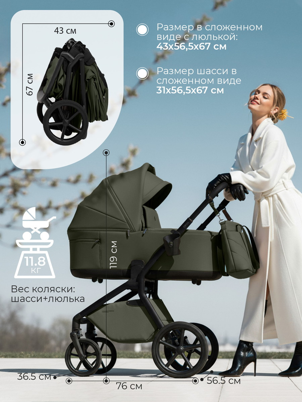Коляска 3 в 1 Sweet Baby SBL Orso New + автокресло Premier Grey New Dark Green
