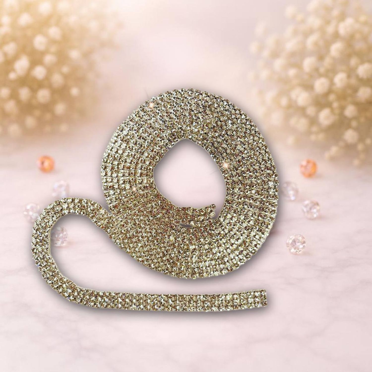 тройная цепь со стразами 1м