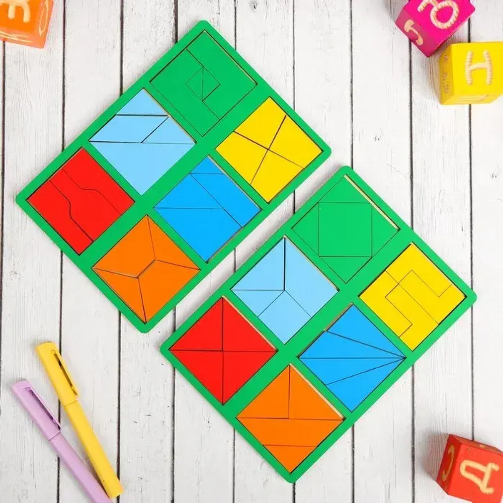 Пазл-головоломка "Сложи квадрат 2 уровень" по методике Никитиных