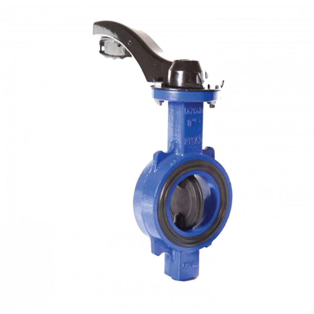T-0910 Duyar затвор межфланцевый дисковый поворотный PN16 DN 040, синий, диск чугунный, с рукояткой, Турция