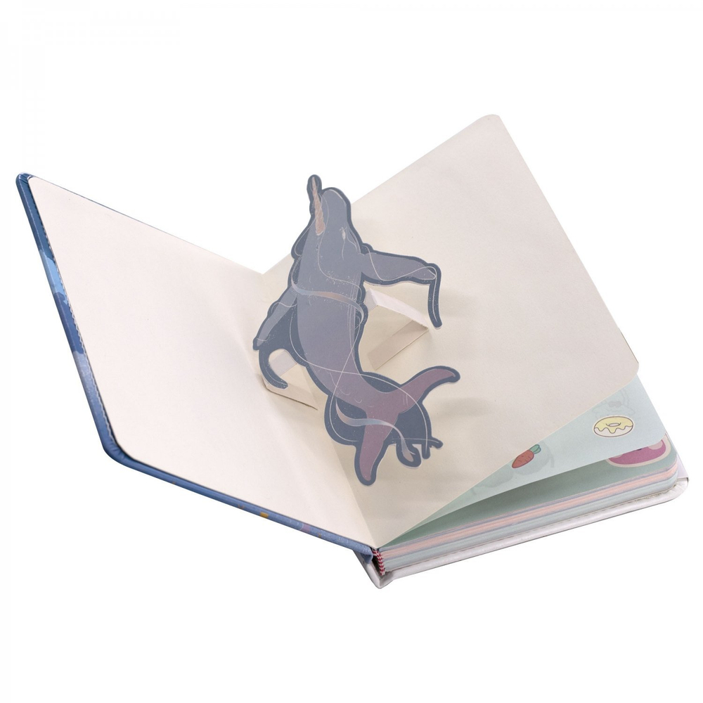 Записная книжка 13,0 см * 17,0 см , 7БЦ, Alingar, PU, поролон, тиснение, апплик на форзаце, клапан на магн, 112л., диз внутр. блок, "Кит-единорог"