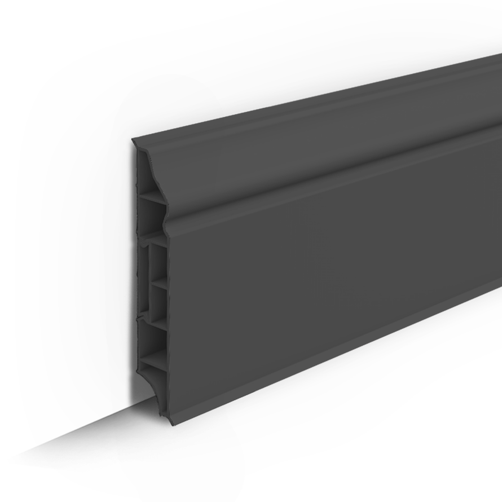 Плинтус напольный IDEAL Дюра фигурный 093 Графит 80x16x2200 мм