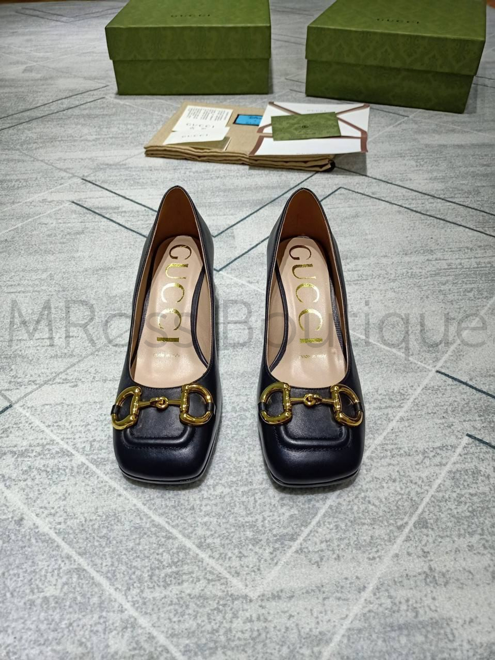Женские туфли Gucci Horsebit черного цвета