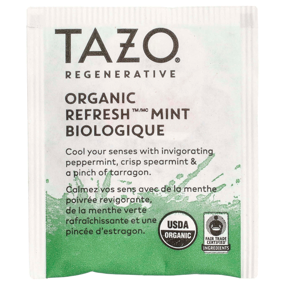 TAZO, Regenerative, травяной чай, органическая освежающая мята, без кофеина, 16 чайных пакетиков, 19 г (0,67 унции)