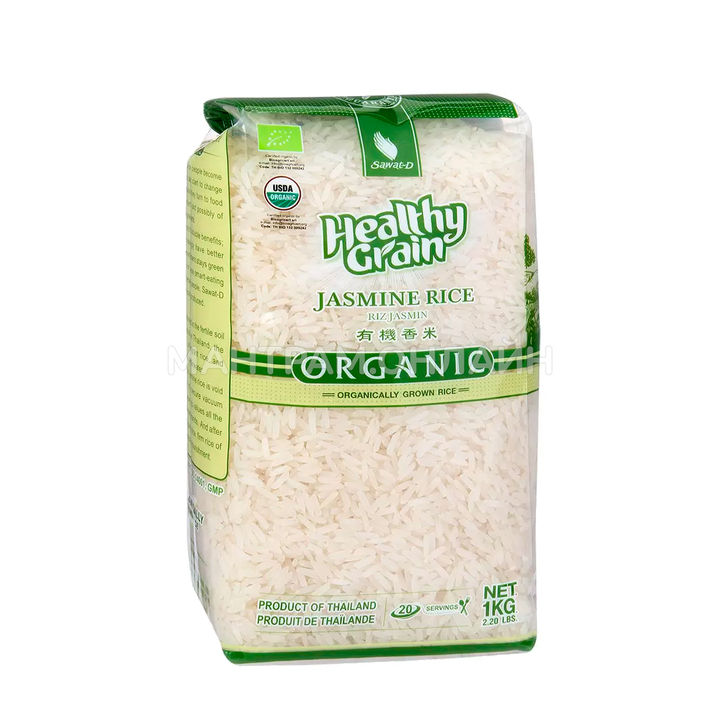 Рис Жасминовый белый органический белый Sawat-D Healthy Grain Organic Jasmine Rice (вакуумная упаковка) 1 кг