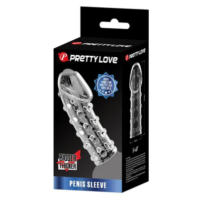 Прозрачная открытая насадка на пенис с бугорками - 19,8 см. (Цвет: прозрачный)