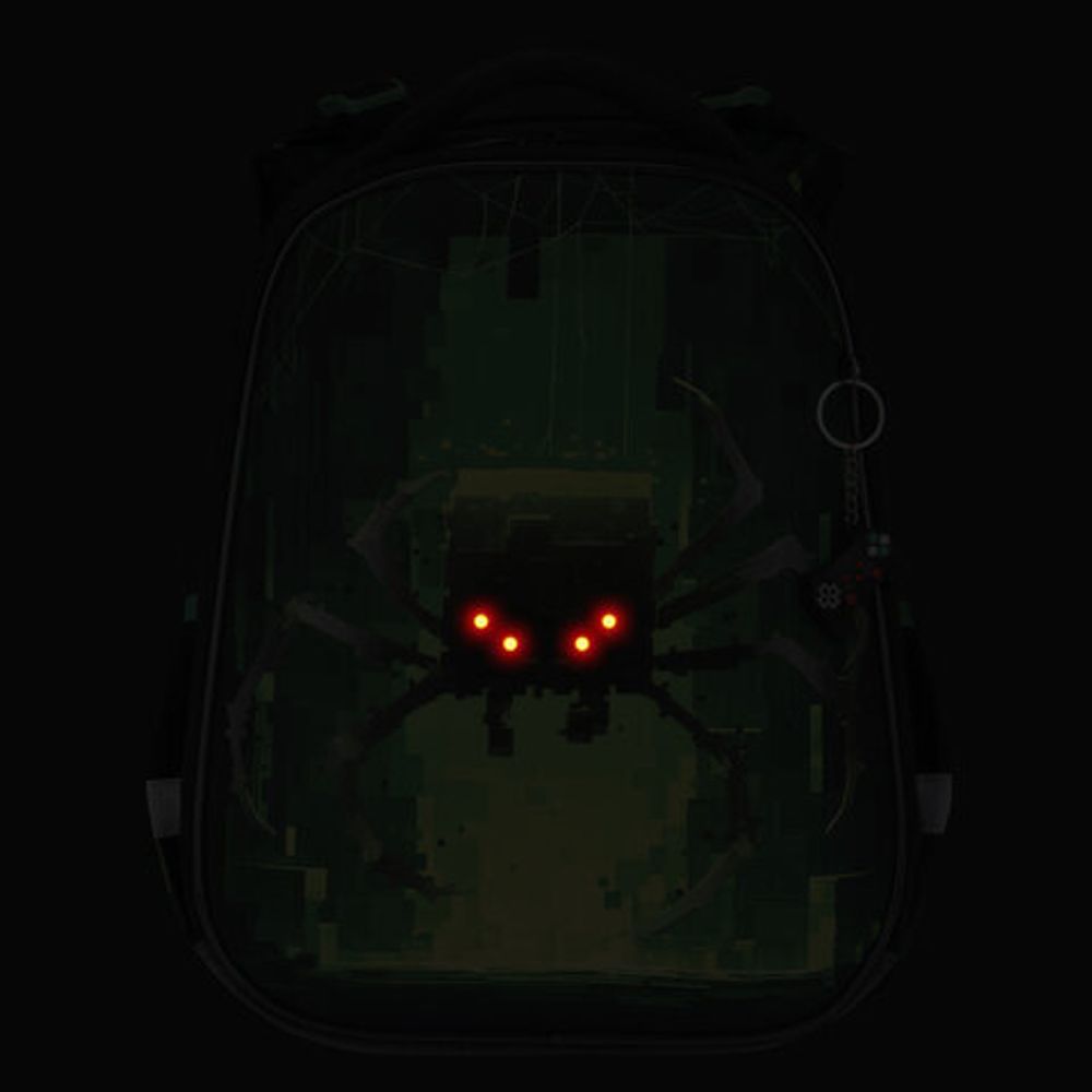 Ранец BRAUBERG PREMIUM, 2 отделения, с брелоком, "Digital spider", LED-ЛАМПОЧКИ, 38х29х16 см, 273101