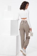 Брюки-карго бежевые на резинке DStrend (Акция)