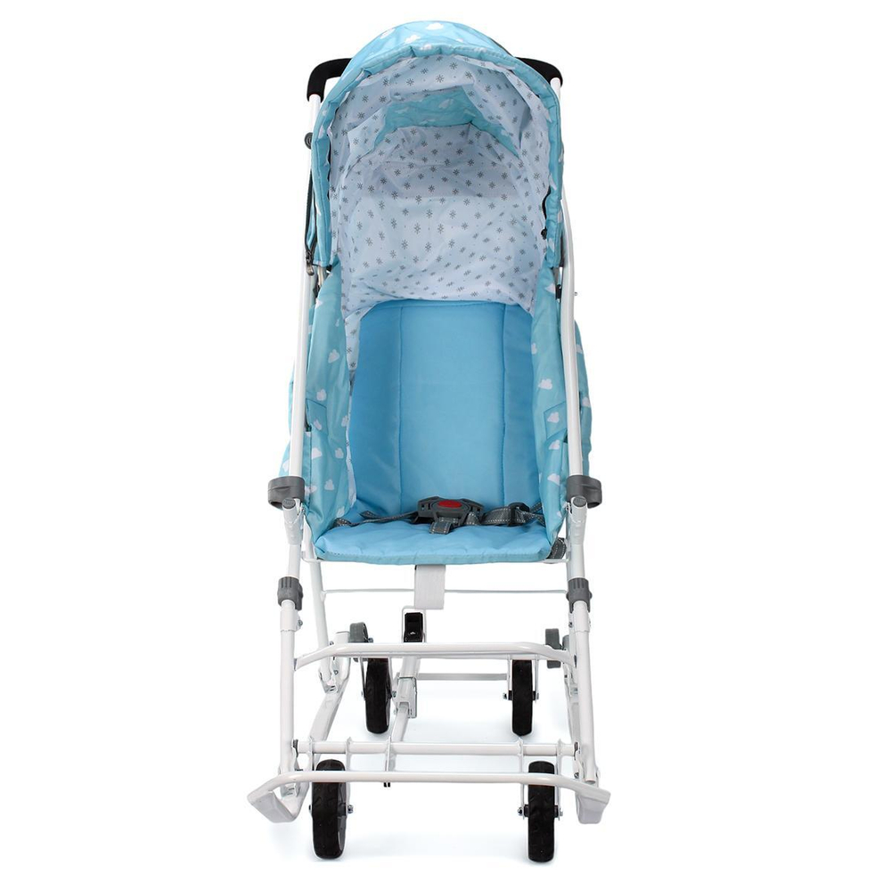 Санки-коляска "Наши Детки 3-1К" с облачками голубой