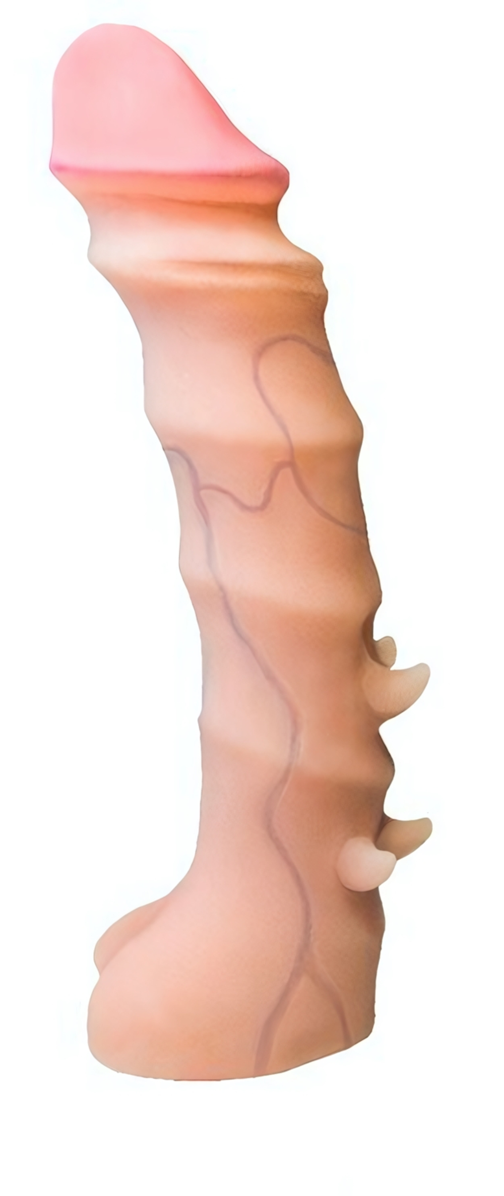 Насадка из кибер-кожи для страпон трусиков рельефная с шипами Real Standart 6,3" (Цвет: телесный)