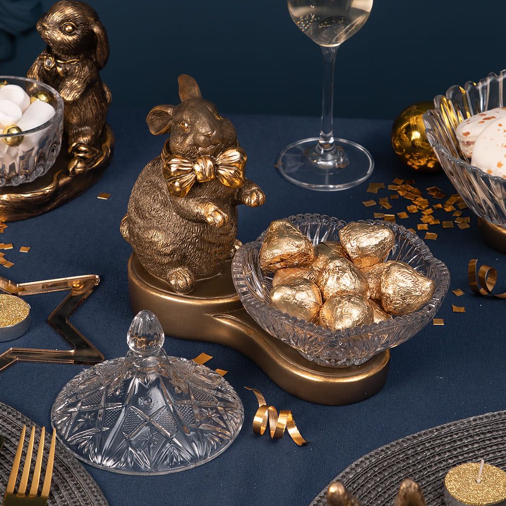 Конфетница-сахарница Кролик Банни Бронза с чашей