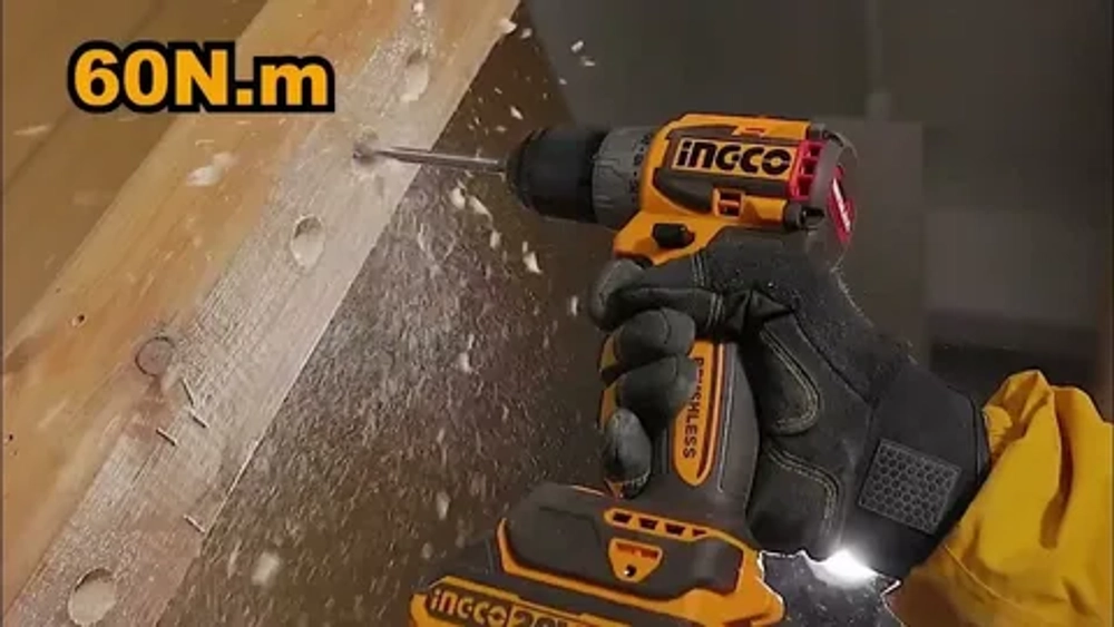 Аккумуляторный бесщеточный шуруповерт INGCO CDLI206021 INDUSTRIAL 20 В 60 Нм 22+1