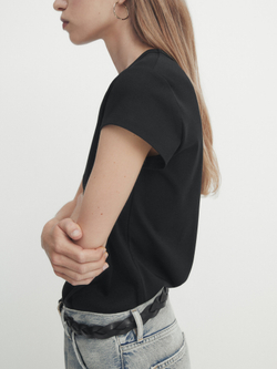 Massimo Dutti Хлопковая футболка, черный