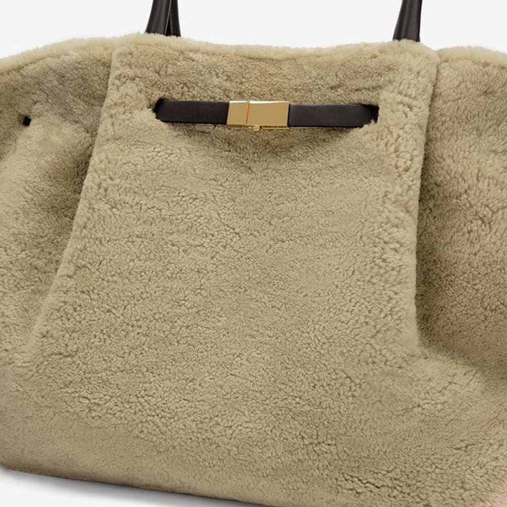 Сумка DeMellier The New York Beige Shearling & Black Smooth