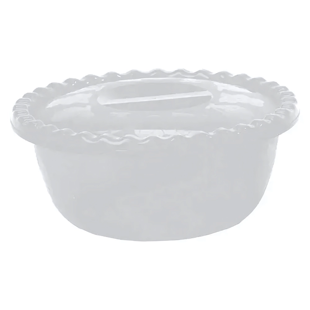 Миска круглая 5л. с крышкой белый ротанг 0,13,295х0,295м