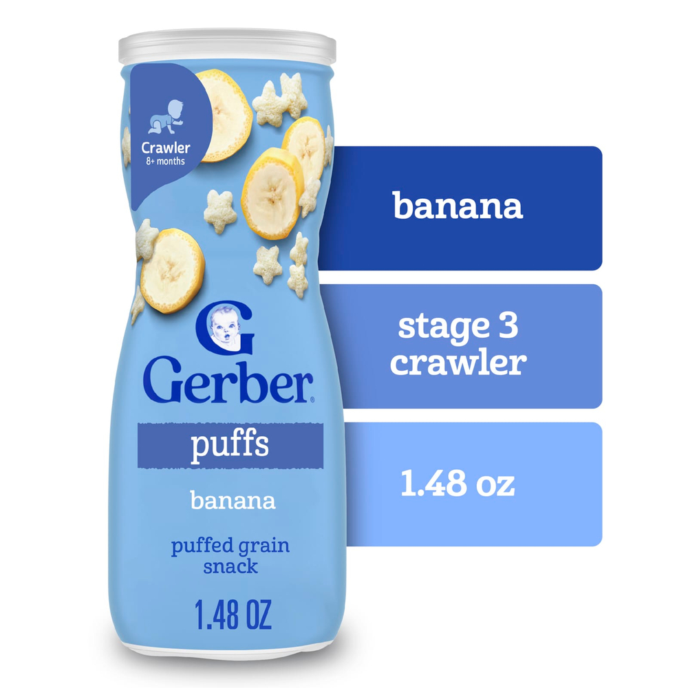 Gerber, Puffs, злаковый снек, для детей от 8 месяцев, банан, 42 г (1,48 унции)