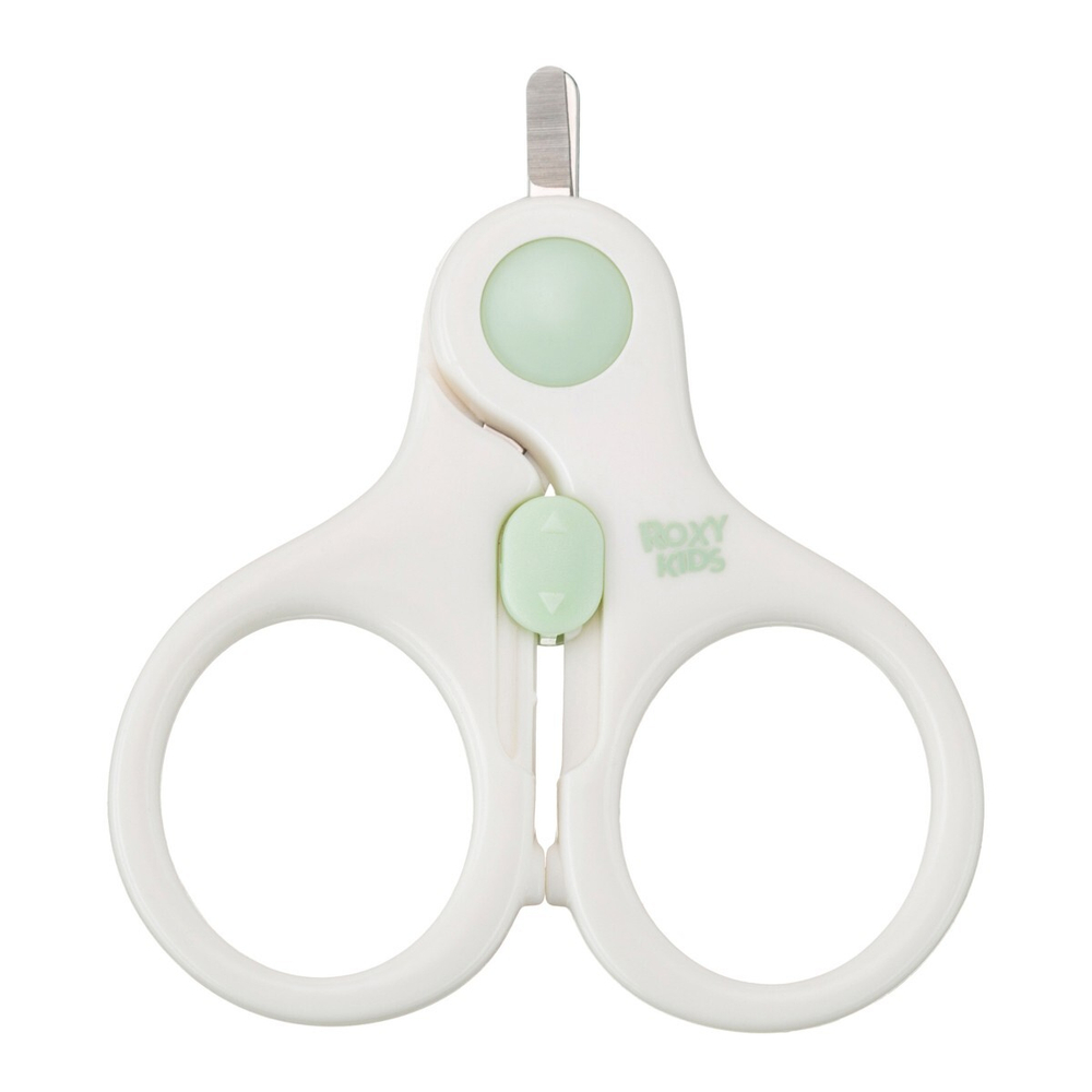 Ножницы детские маникюрные для новорожденных и малышей ROXY-KIDS с замочком и ультратонкими лезвиями, цвет мятный