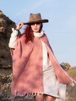 Бохо-накидка из фактурного хлопка (коралл/ромб)