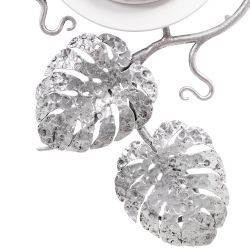 Часы настенные Monstera Deliciosa (Монстера) mini Айс Античное серебро