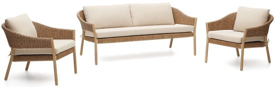 Pola Комплект из 2-местного дивана и 2 кресел из массива эвкалипта и искусственного ротанга La Forma Испания 